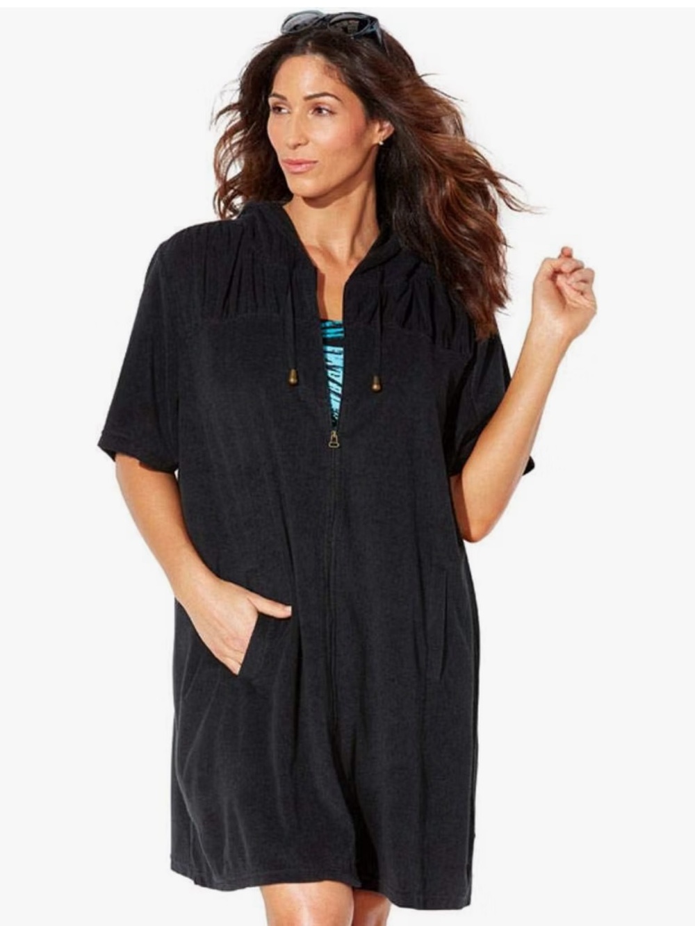 Swimsuits For All Women's Plus Short Sleeve Alana Terry Cloth Cover Up 14/16